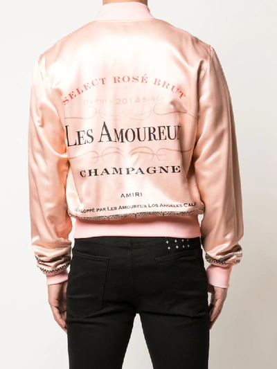 Shop Amiri 'les Amoureux' Bomber Jacket In Pink