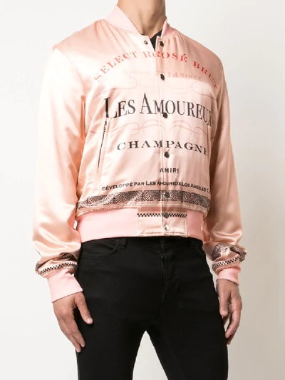 Shop Amiri 'les Amoureux' Bomber Jacket In Pink