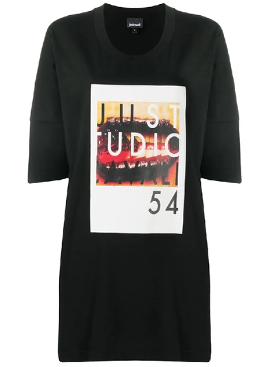Shop Just Cavalli Graphic-print Oversized T-shirt In Black