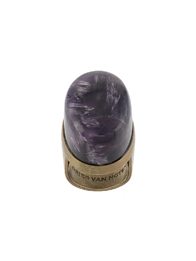 Pre-owned Dries Van Noten 2010 Amethyst-embellished Ring In Purple