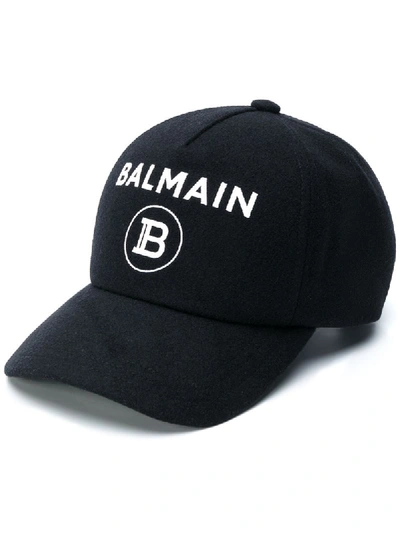 Shop Balmain Embroidered-logo Baseball Cap In Black