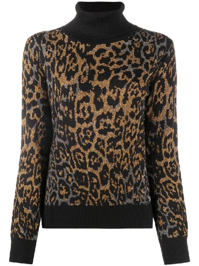 Shop Just Cavalli Leopard-print Crew Neck Jumper In Black