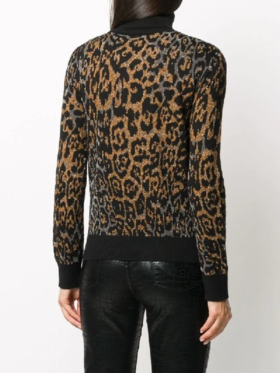 Shop Just Cavalli Leopard-print Crew Neck Jumper In Black