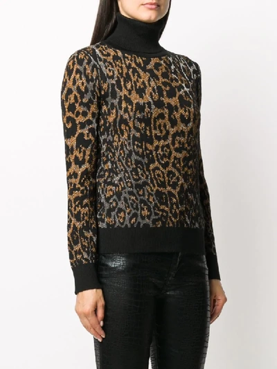 Shop Just Cavalli Leopard-print Crew Neck Jumper In Black