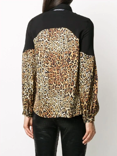 Shop Just Cavalli Leopard-print Contrast Shirt In Brown