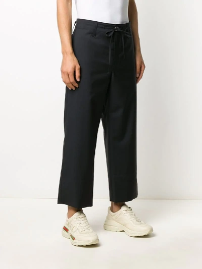 Shop Lanvin Crop Tailored Trousers In Blue