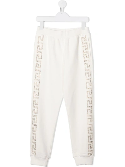 Shop Young Versace Side-studded Track Pants In White