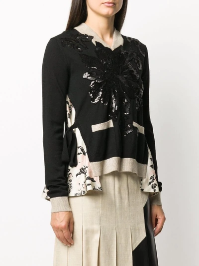 Shop Antonio Marras Sequined Floral Jumper In Black