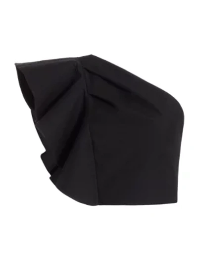 Shop Amur Patricia Asymmetrical Ruffle Cropped Top In Black