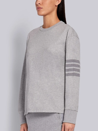 Shop Thom Browne Light Grey Cotton Jersey Long Sleeve Tonal 4-bar Rugby T-shirt