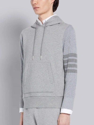Thom Browne Grey Loopback 4-bar Hoodie In Grey