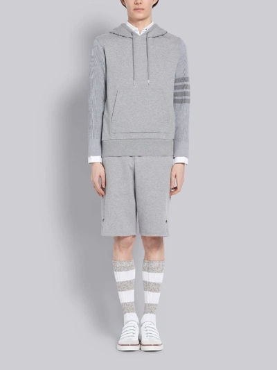 Thom Browne Grey Loopback 4-bar Hoodie In Grey