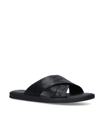 Shop Bottega Veneta Intrecciato Cross-over Slides