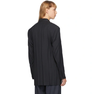 Shop Balenciaga Black Plissee Blazer In 1000 Black