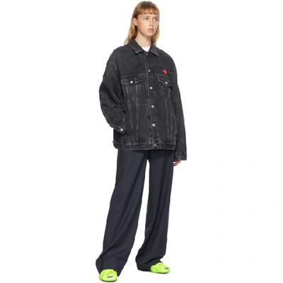 Shop Balenciaga Grey Uniform Denim Jacket In 3366 Streak