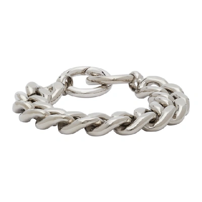 Shop Mm6 Maison Margiela Silver Chunky Curb Chain Bracelet In 951 Silver