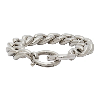 Shop Mm6 Maison Margiela Silver Chunky Curb Chain Bracelet In 951 Silver