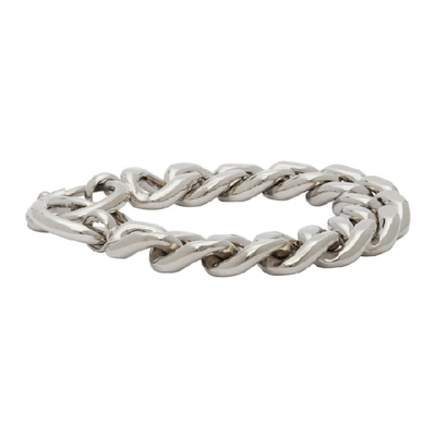 Shop Mm6 Maison Margiela Silver Chunky Curb Chain Bracelet In 951 Silver