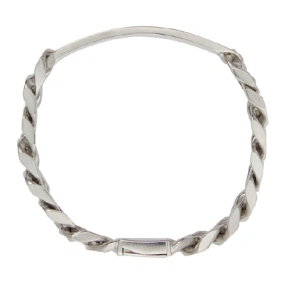 Shop Maison Margiela Silver Logo Chain Bracelet In 961 Silver