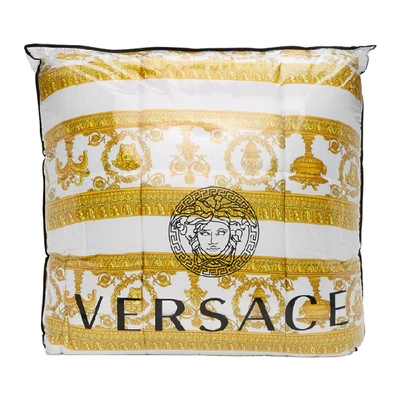 Shop Versace White And Black Medusa King-sized Comforter In Z7620 Black