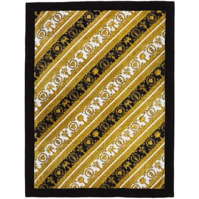 Shop Versace Black Baroque Towel In Z7066 Black