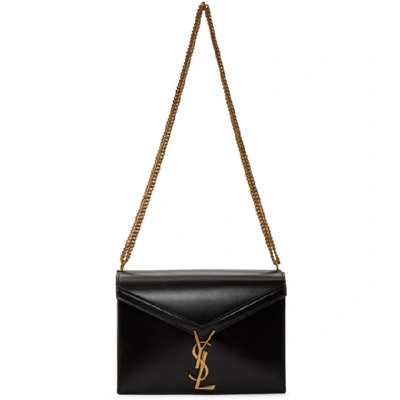 Shop Saint Laurent Black Medium Cassandra Envelope Bag In 1000 Black