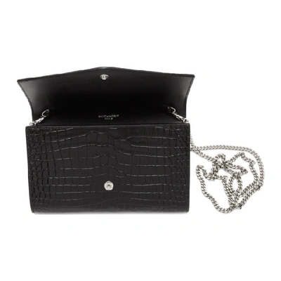 Shop Saint Laurent Black Croc Uptown Wallet Bag In 1000 Black