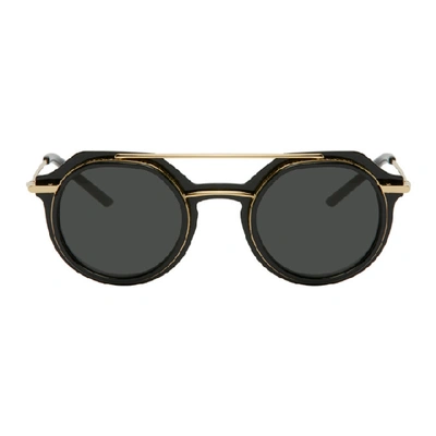 Shop Dolce & Gabbana Dolce And Gabbana Black And Gold Slim Dg 6136 Sunglasses In 501/87 Blk