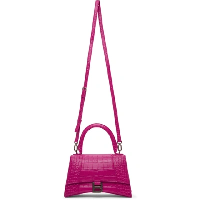 Shop Balenciaga Pink Croc Small Hourglass Bag In 5514 Fuchsi