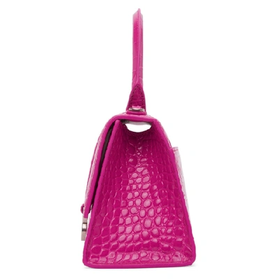 Shop Balenciaga Pink Croc Small Hourglass Bag In 5514 Fuchsi