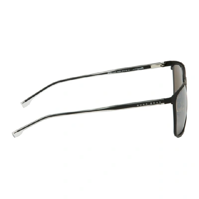 Shop Hugo Boss Boss Black Matte Rectangular Sunglasses In 0003 Mtt Bl