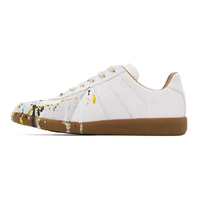 Shop Maison Margiela White And Grey Paint Drop Replica Sneakers In 961 White