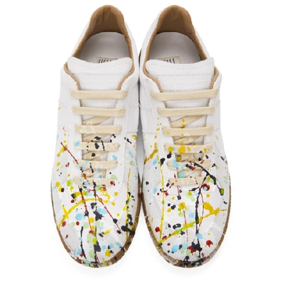 Shop Maison Margiela White And Grey Paint Drop Replica Sneakers In 961 White
