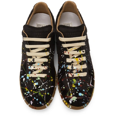 Shop Maison Margiela Black Paint Drop Replica Sneakers In 963 Black