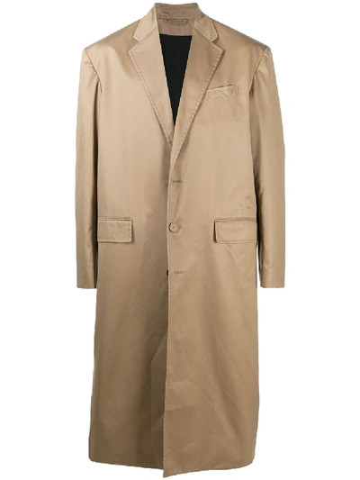 Shop Balenciaga Long Boxy Single-breasted Coat In Neutrals