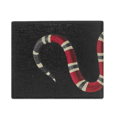 Shop Gucci Kingsnake Leather Billfold Wallet In Black