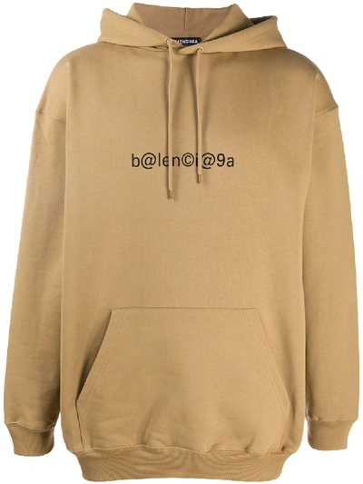 Shop Balenciaga Logo-print Hoodie In Brown