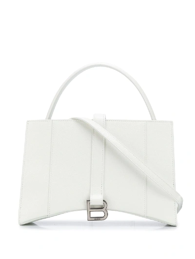 Shop Balenciaga Hourglass Xs Tote Bag In White