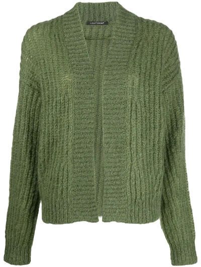 Shop Luisa Cerano Long Sleeve Cable Knit Cardigan In Green