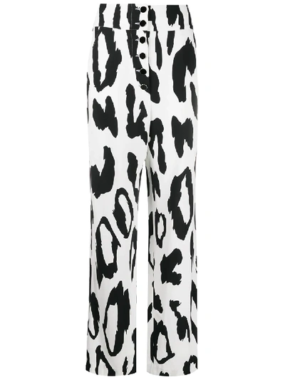 Shop Just Cavalli Animal Print Trousers In White