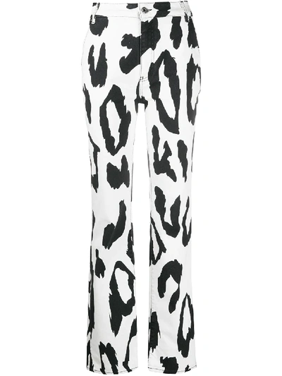 Shop Just Cavalli Animal-print Bootcut Jeans In White