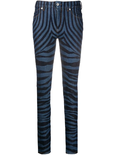 Shop Just Cavalli Zebra Print Jeans In Blue