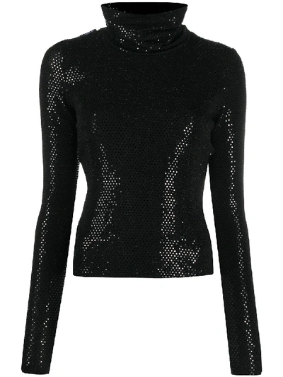 Shop Just Cavalli Rhinestone-embellished Roll-neck Jumper In Black