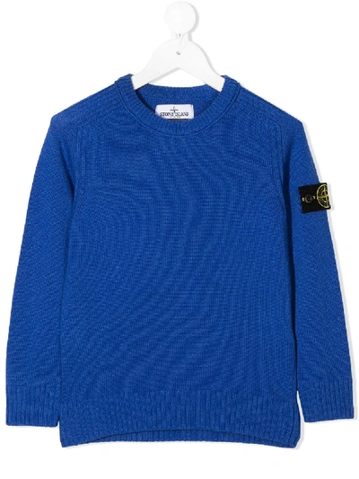 Shop Stone Island Junior Logo Patch Jumper In Blue