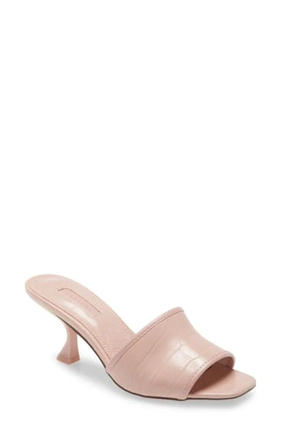Shop Topshop Nutmeg Flare Kitten Heel Metallic Slide Sandal In Pink