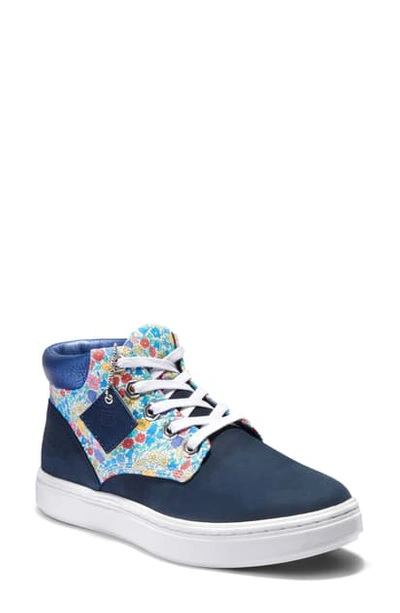 Shop Timberland X Liberty Of London Bria Sneaker In Navy Nubuck Leather