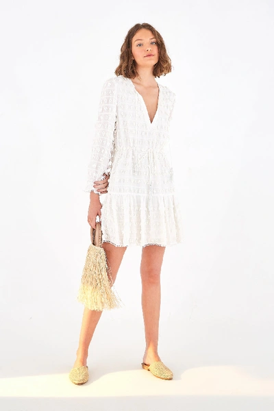 Shop Farm Rio Fringe Detail Mini Dress In Off-white