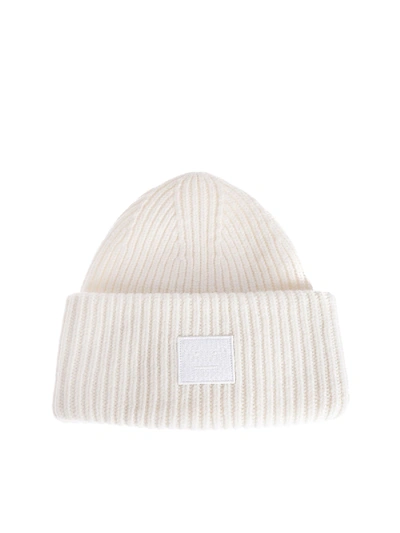 Shop Acne Studios Pansy N Face Beanie In Optic White
