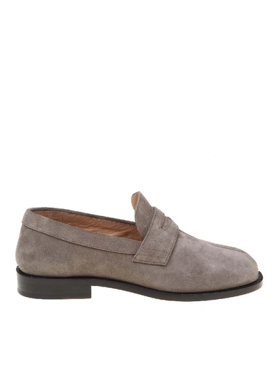 Shop Maison Margiela Tabi Grey Suede Loafers