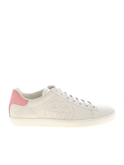 Shop Gucci Sneakers In White With Pink Heel Tab